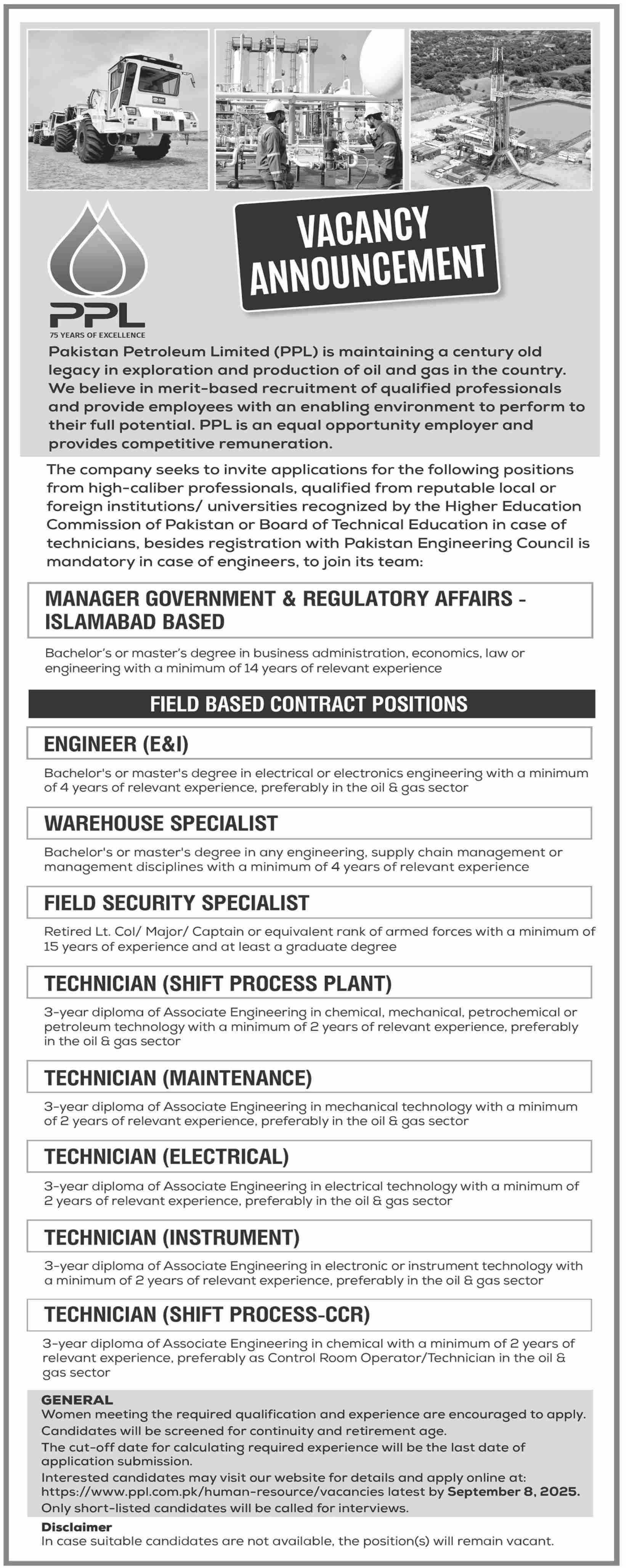 Jobs in PPL Pakistan